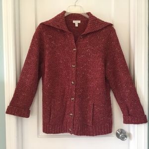 Charter Club woman red/multi color cardigan sweater, pockets, size 1X, Like New